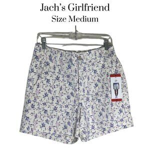 NWT Jachs Girlfriend Women’s Floral Chino Shorts Size M Elastic Waistband